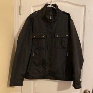 Express Men's Black Military All Weather Jacket Rain Snow Pockets Size Large EUC